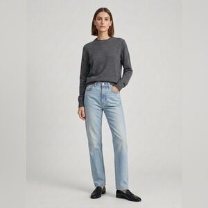 Toteme Women's Light Blue Straight Jeans 100% Cotton High Rise Denim Pockets